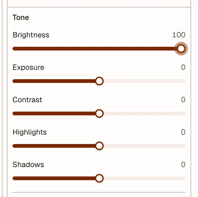 The Image Editor tone controls