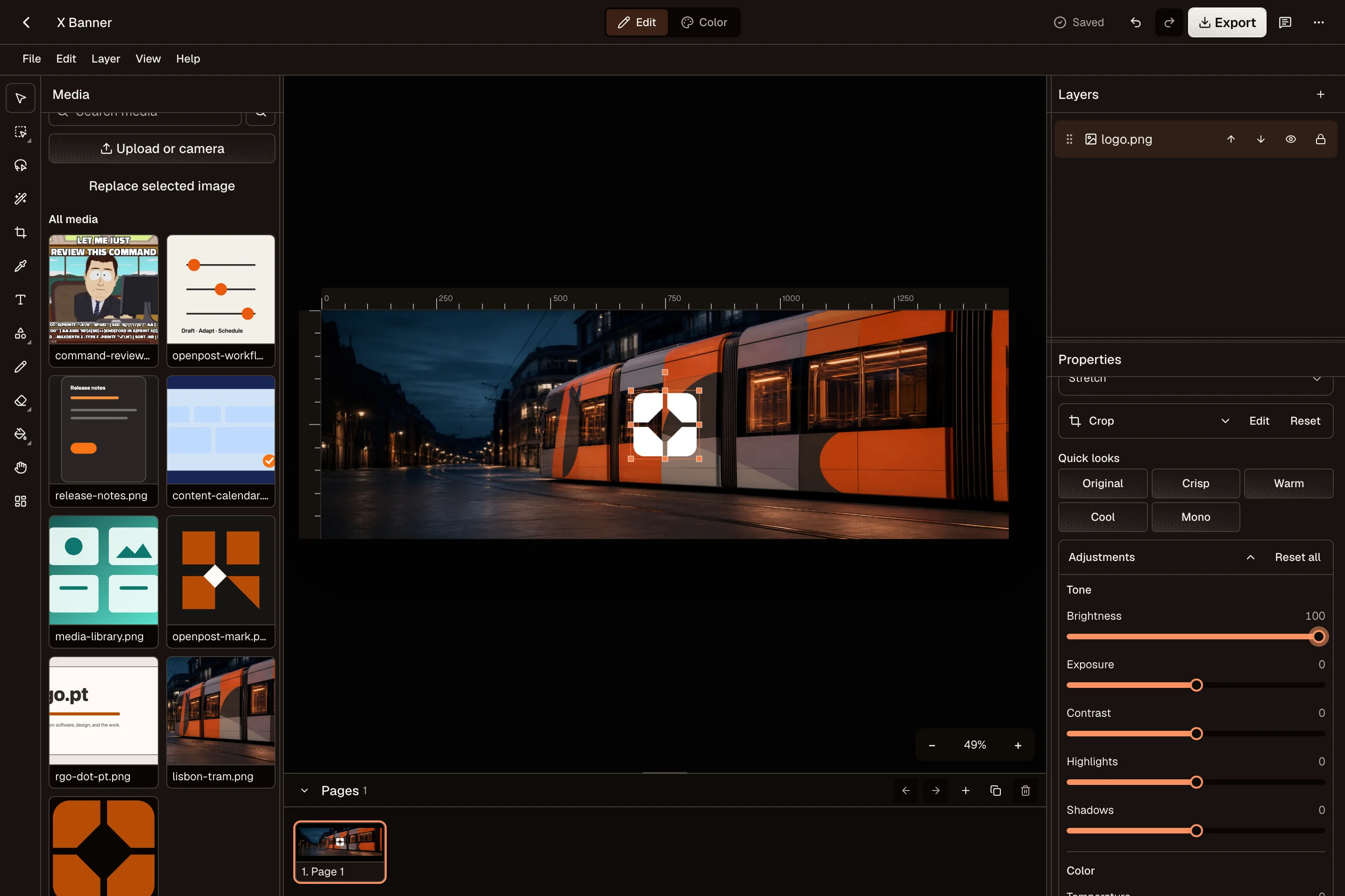 OpenPost image editor for preparing Facebook Pages content