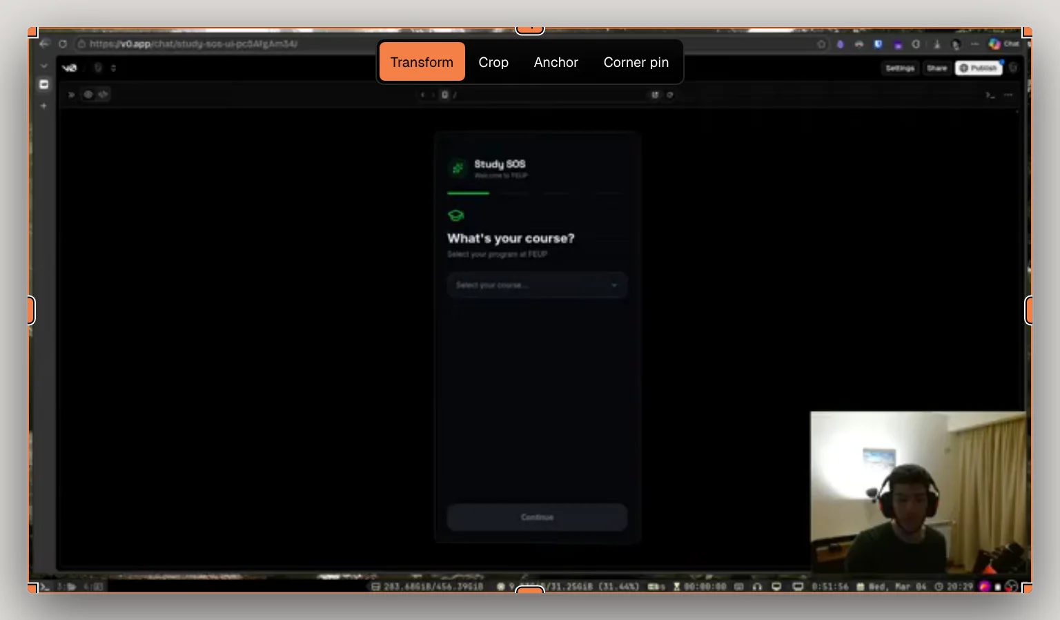 A video frame in the OpenPost program monitor